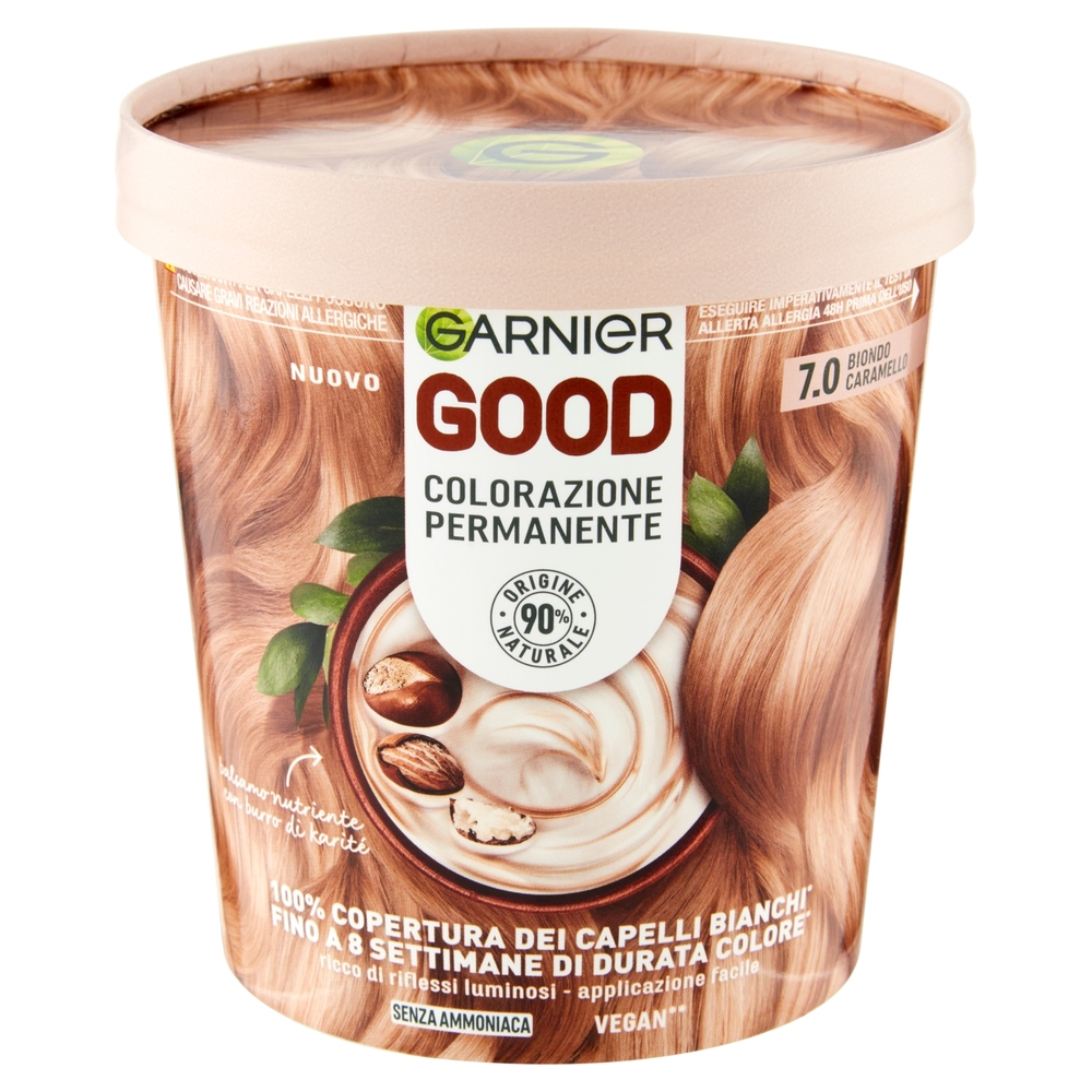 Garnier GOOD 7.0 Biondo Caramello, colorazione permanente senza ammoniaca, 90% di origine naturale